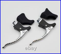 1980s Vintage Campagnolo Super Record Brake Levers Black Hoods Shield Logo