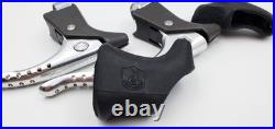 1980s Vintage Campagnolo Super Record Brake Levers Black Hoods Shield Logo