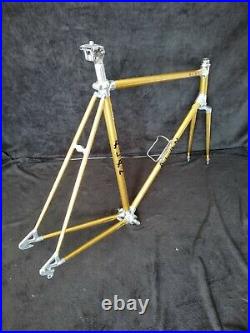 Alan super corsa frame and fork 58x57 gold campagnolo record vintage made italy