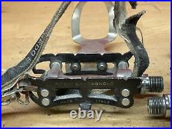 Black Campagnolo Bicycle Pedals 9/16 x 20 Cinelli cages Alfredo Binda straps