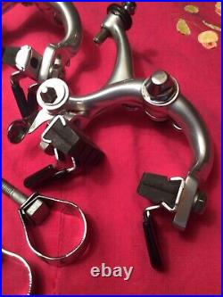 CAMPAGNOLO SUPER RECORD BRAKE SET w LEVERS w NOS GUM OR USED BROWN HOODS, MOUNTS