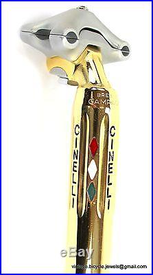 Campagnolo SUPER RECORD SEATPIN SEATPOST Panto Engraved CINELLI GOLD PLATED 27.2