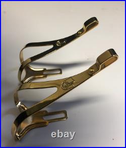 Campagnolo Super Record Gold Plated Toe Cages / Clips Oro Size M NOS