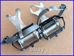 Campagnolo Super Record Pedals, Cinelli Alloy Large Toe Clips & mesh straps