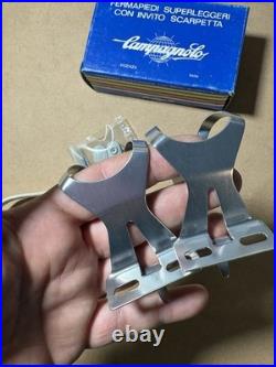 New Campagnolo Super Record Medium M Toe Clips Straps Set Nos In Box
