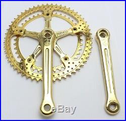 Race Bike Campagnolo SUPER RECORD Drilled CRANKSET CHAINSET GOLD PLATED 1982