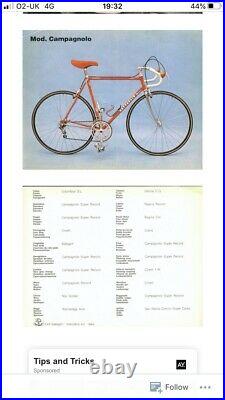Vintage 1982 Battaglin Campagnolo Model 57cm Road Bicycle Columbus Super Record