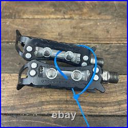Vintage Campagnolo Super Record Pedals Pair Ti Spindle 9/16 Italy Campy Titanium