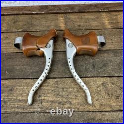 Vintage Campagnolo Super Record Road Bike Brake Levers Pair Drilled Alloy