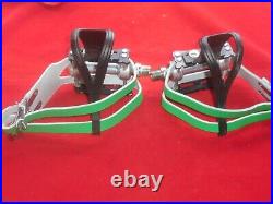 Vintage Campagnolo Superleggeri Pedals Steel Axles, New Double Leather Straps